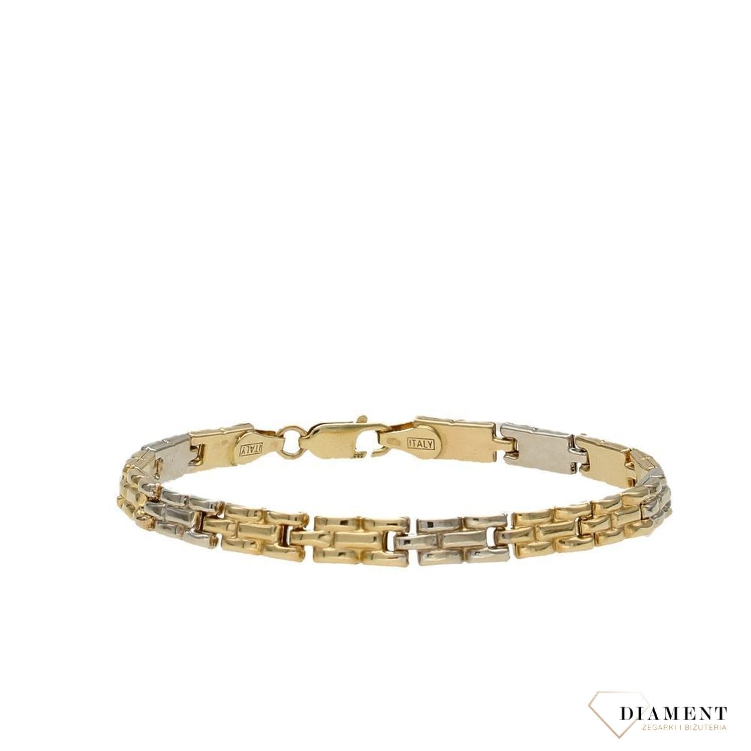 Złota bransoletka elementy ozdobne.Elementy z białym złotem. Złote Bransoletki Damskie w Sklepie z Biżuterią zegarki-diament.pl to idealny pomysł na prezent dla kobiety.11.jpg